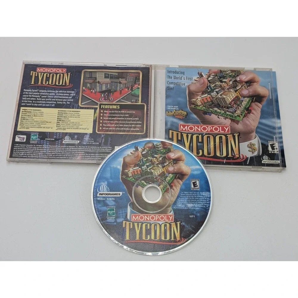 Monopoly Tycoon PC CD Rom 2001 PC Video Game‎ w/ manual